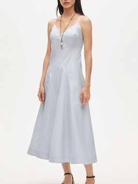 J. Crew Pale Blue Slip Midi Dress with V-Neck
